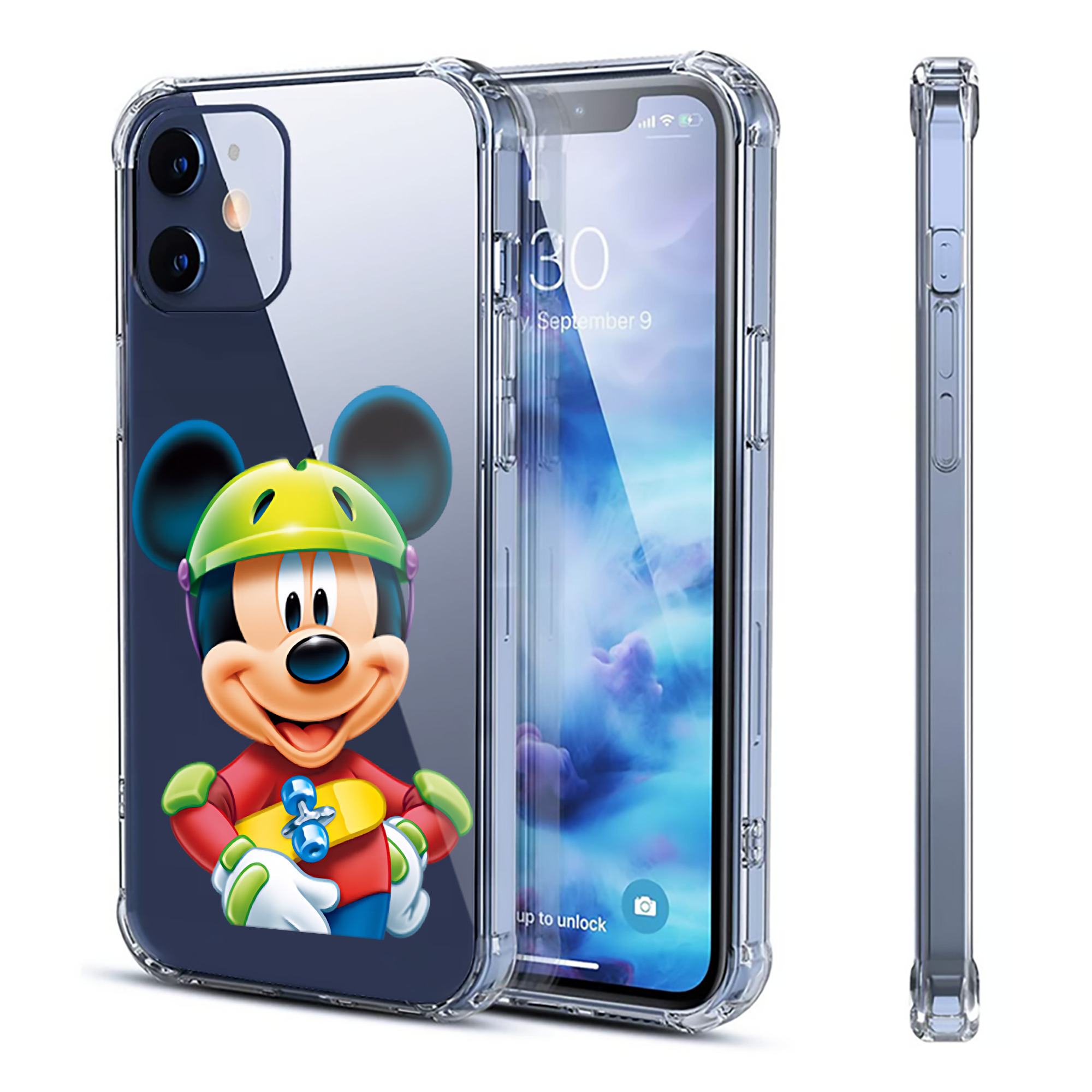 （画像用） ミッキーマウス Mickey Mouse 【iPhone 12シリーズ対応】透明スマホケース（クリアソフトケース）